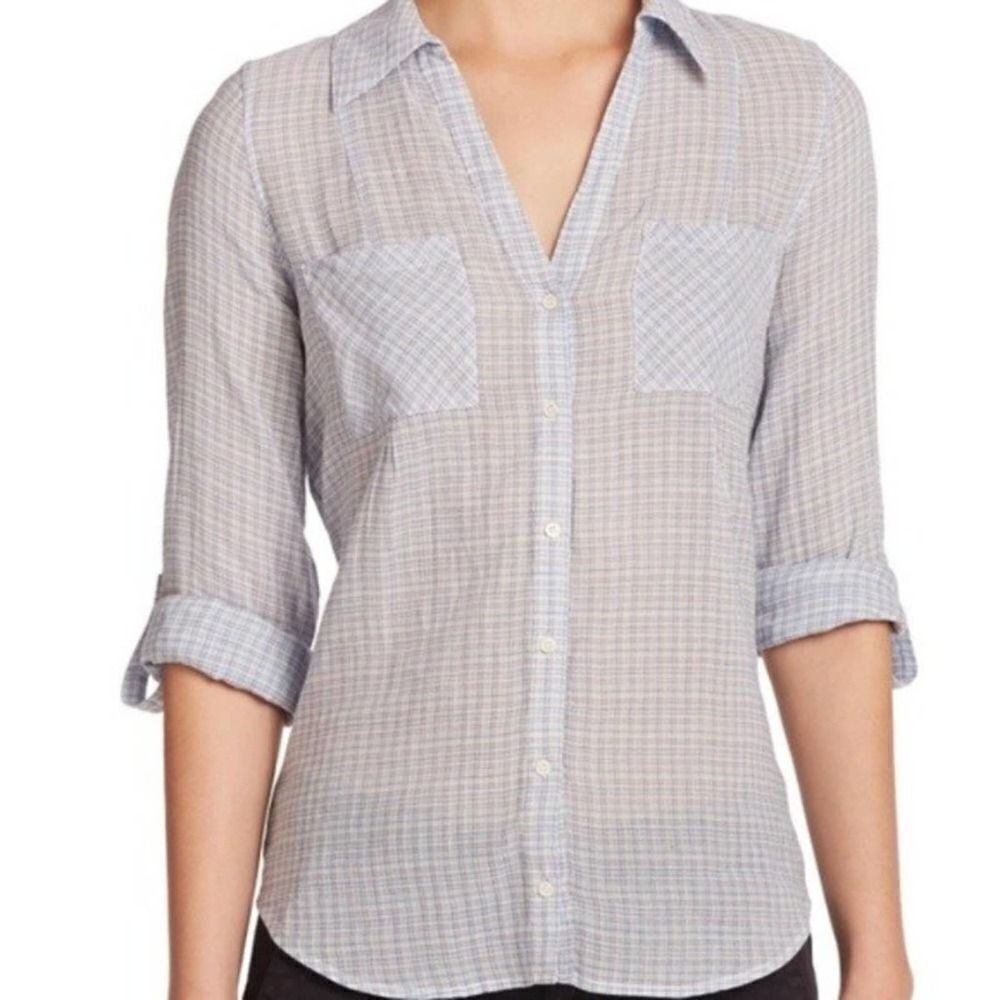 JOIE Cartel Mini Plaid Blue Button Down